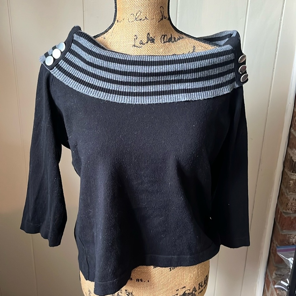 Black and gray off shoulder sweater